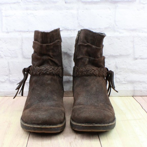 Born Abernath Brown Suede Side Zipper Fashion Ankle Boots Size 8 Medium - Picture 4 of 9